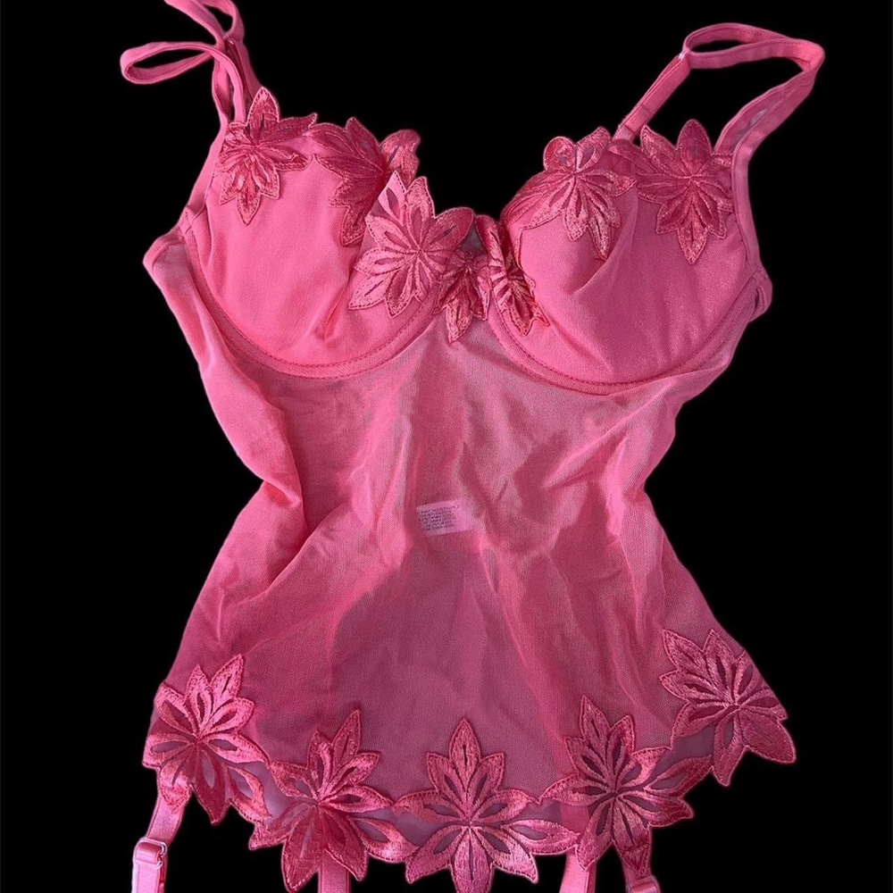 Vintage coral mesh embroidered bustier (VERY RARE)